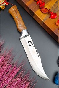 Outdoor Bıçak Piknik Rambo Doğa Dağ Kamp Bıçağı El Yapımı Kılıfl Hediyeli ( Ceviz Ağacı) 28 Cm ürün fotoğrafı