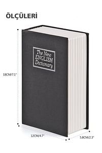 Altın Para Saklama Kutusu Kitap Görünümlü Çelik Mini Kasa Evrak Takı Para Saklama Kilitli Sandık ürün fotoğrafı