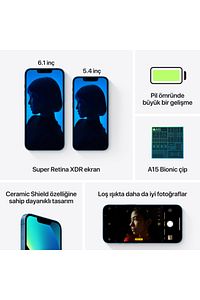 iPhone 13 256 GB Mavi Cep Telefonu (Apple Türkiye Garantili) ürün fotoğrafı