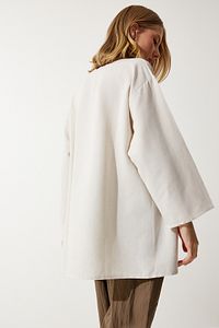 Kadın Krem Salaş Keten Viskon Kimono BH00388 ürün fotoğrafı