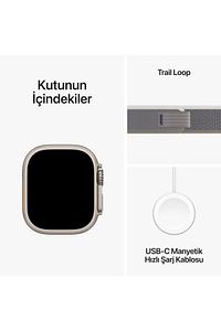 Watch Ultra 2 GPS + Cellular, 49mm Titanyum Kasa ve Yeşil/Gri Trail Loop - S/M ürün fotoğrafı
