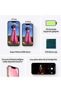 iPhone 13 128 GB Pembe Cep Telefonu (Apple Türkiye Garantili) ürün fotoğrafı