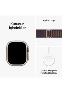 Watch Ultra 2 GPS + Cellular, 49mm Titanyum Kasa ve İndigo Alpine Loop - Orta Boy ürün fotoğrafı