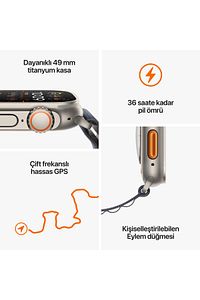Watch Ultra 2 GPS + Cellular, 49mm Titanyum Kasa ve İndigo Alpine Loop - Orta Boy ürün fotoğrafı