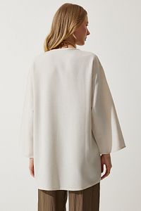 Kadın Krem Salaş Keten Viskon Kimono BH00388 ürün fotoğrafı