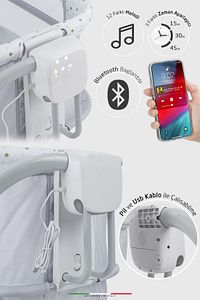 Nova 3in1 Elektrikli Otomatik Sallanan Anne Yanı Beşik Park Yatak Kademeli Gri ürün fotoğrafı