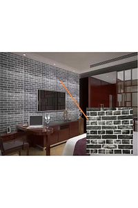70x70cm 1 Adet Yapışkanlı Dekoratif Tuğla Desen Gri TV Arkası Salon Ofis Duvar Kağıdı Paneli NW169 ürün fotoğrafı