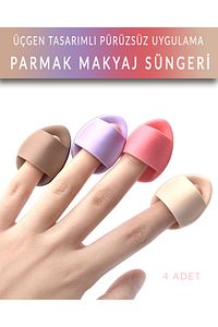 Parmak Makyaj Süngeri - Mini Puf Kapatıcı Pudra Süngeri 4 Adet ürün fotoğrafı
