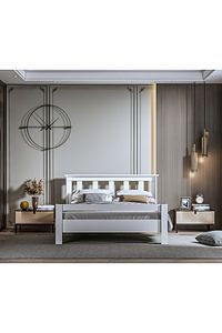 Still 160x200 Yatak Uyumlu Çift Kişilik Mdf Beyaz Karyola Msçy-1 ürün fotoğrafı