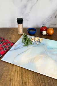 Supreme Mermer Görünümlü | Cam Kesme Tahtası - Cam Kesme Tablası | 30cm x 40cm ürün fotoğrafı