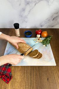 Supreme Mermer Görünümlü | Cam Kesme Tahtası - Cam Kesme Tablası | 30cm x 40cm ürün fotoğrafı