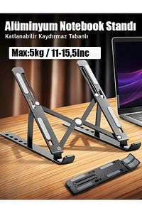 Katlanabilir Ayarlı Dizüstü Alüminyum Notebook Stand Macbook Tablet Laptop Standı ürün fotoğrafı