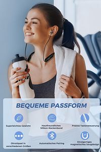 130 Saat Uzun Kullanım Süresi Sporcu Bluetooth Kulaklık Boyun Bantlı Ense Tipi Mıknatıslı Kablosuz ürün fotoğrafı