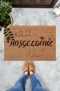 Hoş Geldiniz Neşeli Font Dekoratif Kapı Önü Paspası ürün fotoğrafı