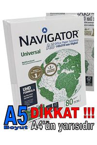 A5 (148x210mm) NAVİGATÖR YARIM BOY FOTOKOPİ KAĞIDI 500 Ad x 10 PAKET ürün fotoğrafı