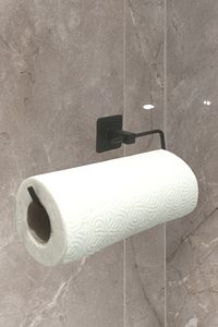 Siyah Rulo Havluluk Peçetelik Yapışkanlı Tasarım Banyo Mutfak Askısı Yapıştırmalı ürün fotoğrafı