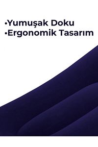 Kadife Kaplı Şişme Yastık - Kamp Yastığı / Seyahat Yastığı 1 Adet ürün fotoğrafı