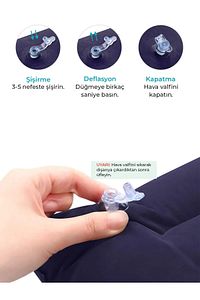 Kadife Kaplı Şişme Yastık - Kamp Yastığı / Seyahat Yastığı 1 Adet ürün fotoğrafı