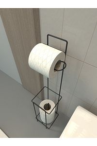 Tuvalet Kağıtlığı Wc Kağıtlık Yedekli Metal Tuvalet Kağıdı Standı Tutacağı Askısı ürün fotoğrafı