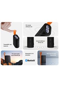 Siyah S28D 5W IP67 Taşınabilir Bluetooth Hoparlör Resmi Distribütör Garantili 10+ Saat 2 Yıl ürün fotoğrafı
