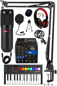 Stüdyo Ekipmanları Midi Live Paket-1 Ses Kartlı Mikser Midi Klavye Bm800 Mikrofon Kulaklık ürün fotoğrafı