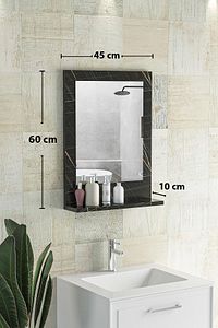 Verona 45x60cm Sonata Raflı Dresuar Hol Koridor Duvar Salon Banyo Wc Ofis Çocuk Yatak Odası Boy Ayna ürün fotoğrafı
