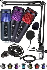 V5 Rgb Set Usb Oyuncu Ve Yayıncı Mikrofonu Condenser Stüdyo ürün fotoğrafı