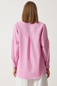Kadın Pembe Oversize Uzun Basic Gömlek  DD00842 ürün fotoğrafı