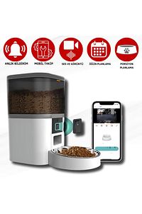 Pet Feeder 6L 1080P Ayarlanabilir Kameralı- Wifili- Kedi Köpek Akıllı Mama Kabı ürün fotoğrafı
