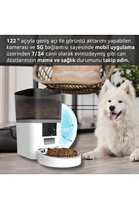 Pet Feeder 6L 1080P Ayarlanabilir Kameralı- Wifili- Kedi Köpek Akıllı Mama Kabı ürün fotoğrafı