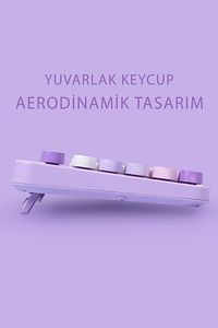 Renkli Tuşlu Kablosuz Mor Q Türkçe Klavye+Mouse Seti Uyumlu ürün fotoğrafı