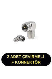 İki (2) Adet L Tipi Konnektör Fiş Rg6 Çevirmeli 90 Derece Tv Uydu Sistemleri Cctv İçin Adaptör ürün fotoğrafı