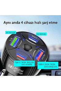 4 in 1 PD20W + QC3.0 Araç Çakmaklık Hızlı Şarj Aleti Araç Şarjı ürün fotoğrafı