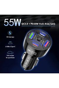 4 in 1 PD20W + QC3.0 Araç Çakmaklık Hızlı Şarj Aleti Araç Şarjı ürün fotoğrafı