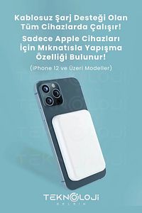 Magsafe 5000 Mah Powerbank Taşınabilir Kablosuz Şarj Cihazı Iphone Uyumlu Wireless Şarj ürün fotoğrafı