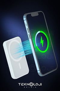 Magsafe 5000 Mah Powerbank Taşınabilir Kablosuz Şarj Cihazı Iphone Uyumlu Wireless Şarj ürün fotoğrafı