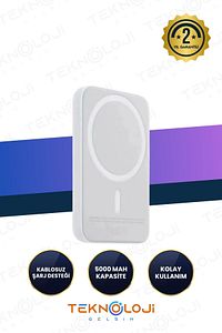 Magsafe 5000 Mah Powerbank Taşınabilir Kablosuz Şarj Cihazı Iphone Uyumlu Wireless Şarj ürün fotoğrafı