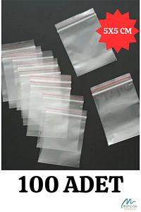 Kilitli Torba 5x5 Cm 100'lü Kilitli Buzdolabı Poşeti Şeffaf Kilitli Poşet Kilitli Saklama Poşeti ürün fotoğrafı