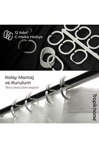 Polyester Kumaş Siyah Renk Banyo Perdesi Yerli Üretim Duş Perdesi ürün fotoğrafı