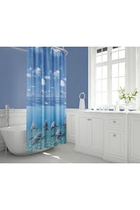 Mavi Yunus Desen Banyo Perdesi-mavi Renk Duş Perdesi, 180x200 Cm Küvet Perdesi ürün fotoğrafı