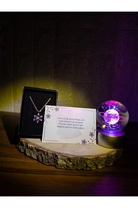 Renk Değiştiren Led Işıklı Cam Satürn Kız Küre Dolunay Lamba Kristal Top Lotus Kamelya Çiçeği Kolye ürün fotoğrafı