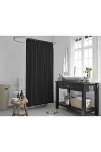 Polyester Kumaş Siyah Renk Banyo Perdesi Yerli Üretim Duş Perdesi ürün fotoğrafı
