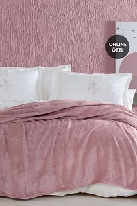 Olenna Çift Kişilik Wellsoft Battaniye - Pudra ürün fotoğrafı