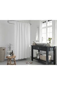 Beyaz Banyo Perdesi Yerli Üretim Duş Perdesi 12 Adet Plastik C-halkalı Banyo Duş Perdesi ürün fotoğrafı