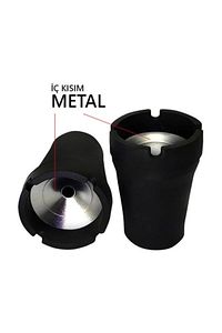 Içi Metal Atmadan Söndür Kül Tablası Kokusuz Küllük Siyah ürün fotoğrafı