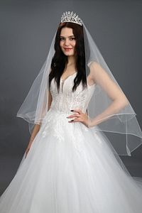 2 Katlı Gelin Duvağı- Nikah Duvağı Kırık Beyaz Taraklı Uzun Katı 1 Mt Kısa Katı 65 Cm1.klt.hayal Tül ürün fotoğrafı
