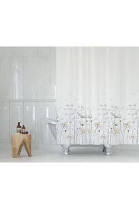 Papatya Desenli Duş Perdesi, Çiçekli Banyo Perdesi 12 Adet C Halka Hediyeli Küvet Perdesi 180x200cm ürün fotoğrafı