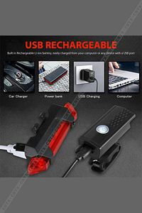 Usb Şarj Edilebilir Led Bisiklet Far Ön Işık Kuyruk Lambası ürün fotoğrafı