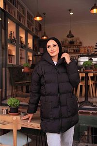 Kadın Siyah Şişme Oversize Mont ürün fotoğrafı