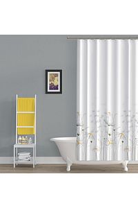 Papatya Desenli Duş Perdesi, Çiçekli Banyo Perdesi 12 Adet C Halka Hediyeli Küvet Perdesi 180x200cm ürün fotoğrafı